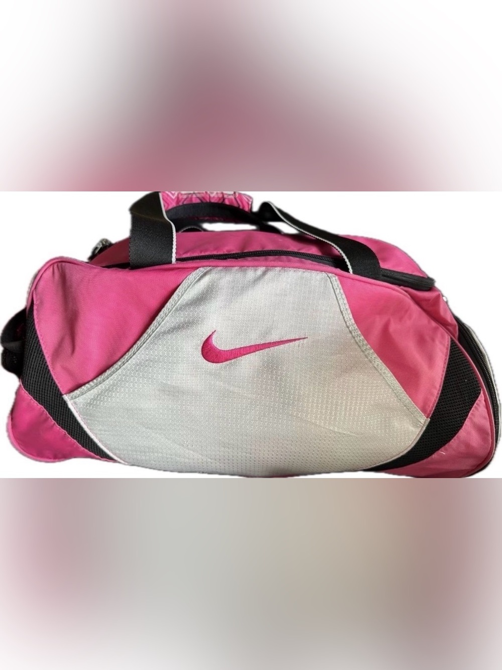 Nike Pink Sports Bag Panel with Pink Swoosh Duffle